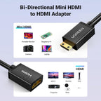 UGREEN Mini HDMI Male to HDMI Female Adapter Cable 22cm - Black