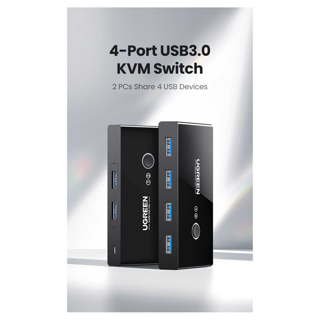 UGREEN 2-In 4-Out USB 3.0 Sharing Switch Box – Black