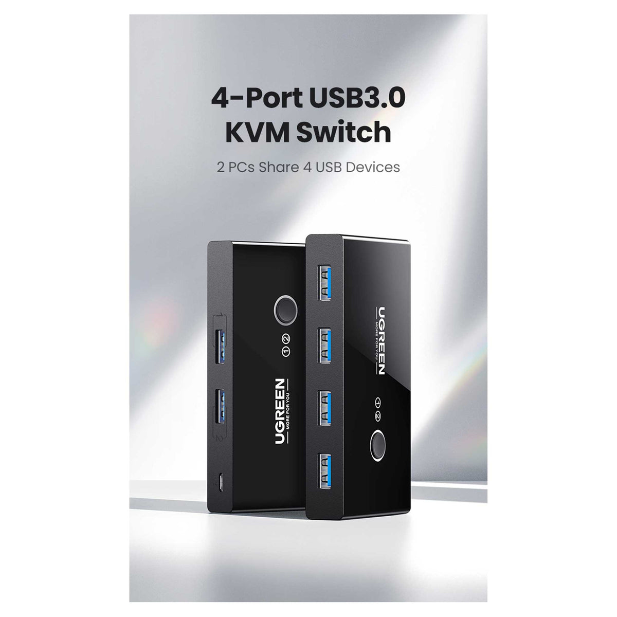 UGREEN 2-In 4-Out USB 3.0 Sharing Switch Box – Black