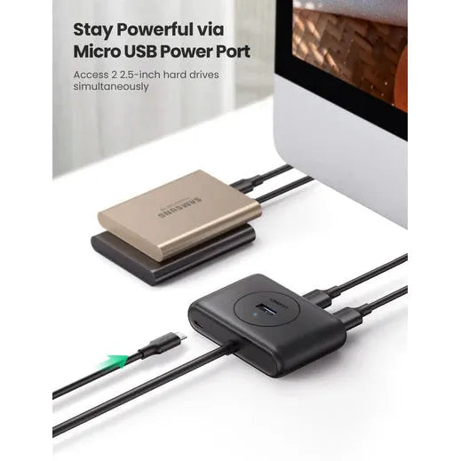 UGREEN USB 3.0 High-Speed 4-Port Hub (1m Cable) – Black