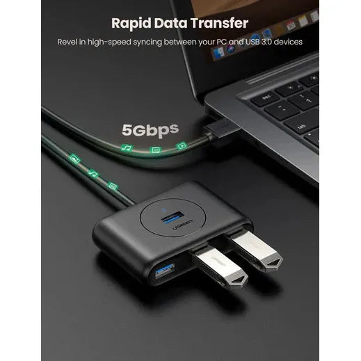 UGREEN USB 3.0 High-Speed 4-Port Hub (1m Cable) – Black