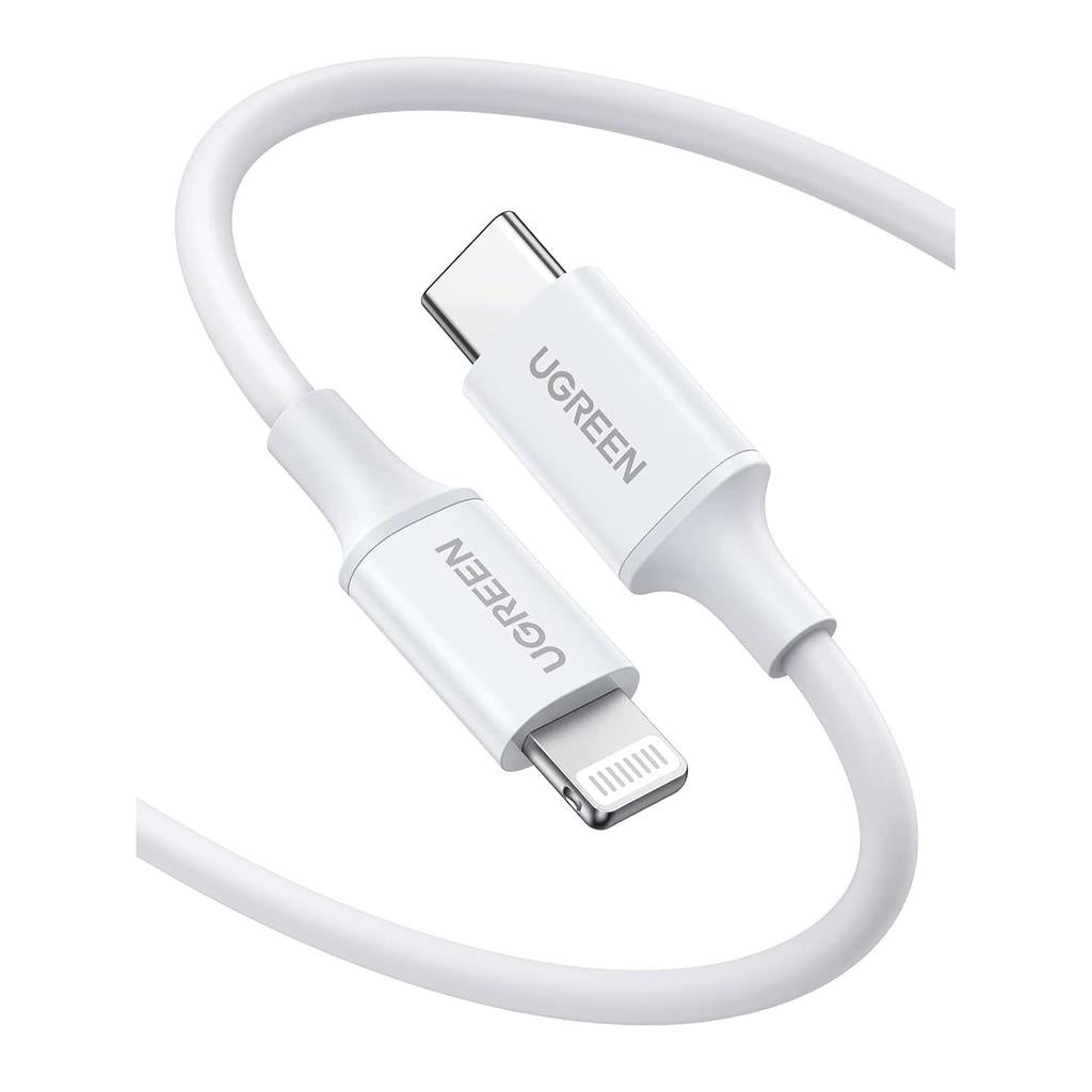 UGREEN USB-C to Lightning M/M Cable Rubber Shell 2m 60W - White