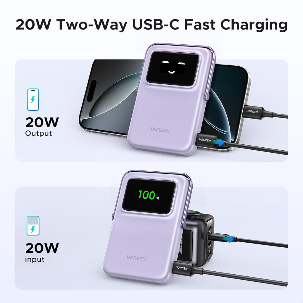 UGREEN Uno Magnetic Wireless Power Bank 10000mAh 20W - Purple