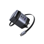 UGREEN 100W GaN Fast Charger with Retractable Cable USB-C 3-port - Space Gray