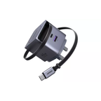 UGREEN 65W GaN Fast Charger with Retractable Cable USB-C 2-port - Space Gray