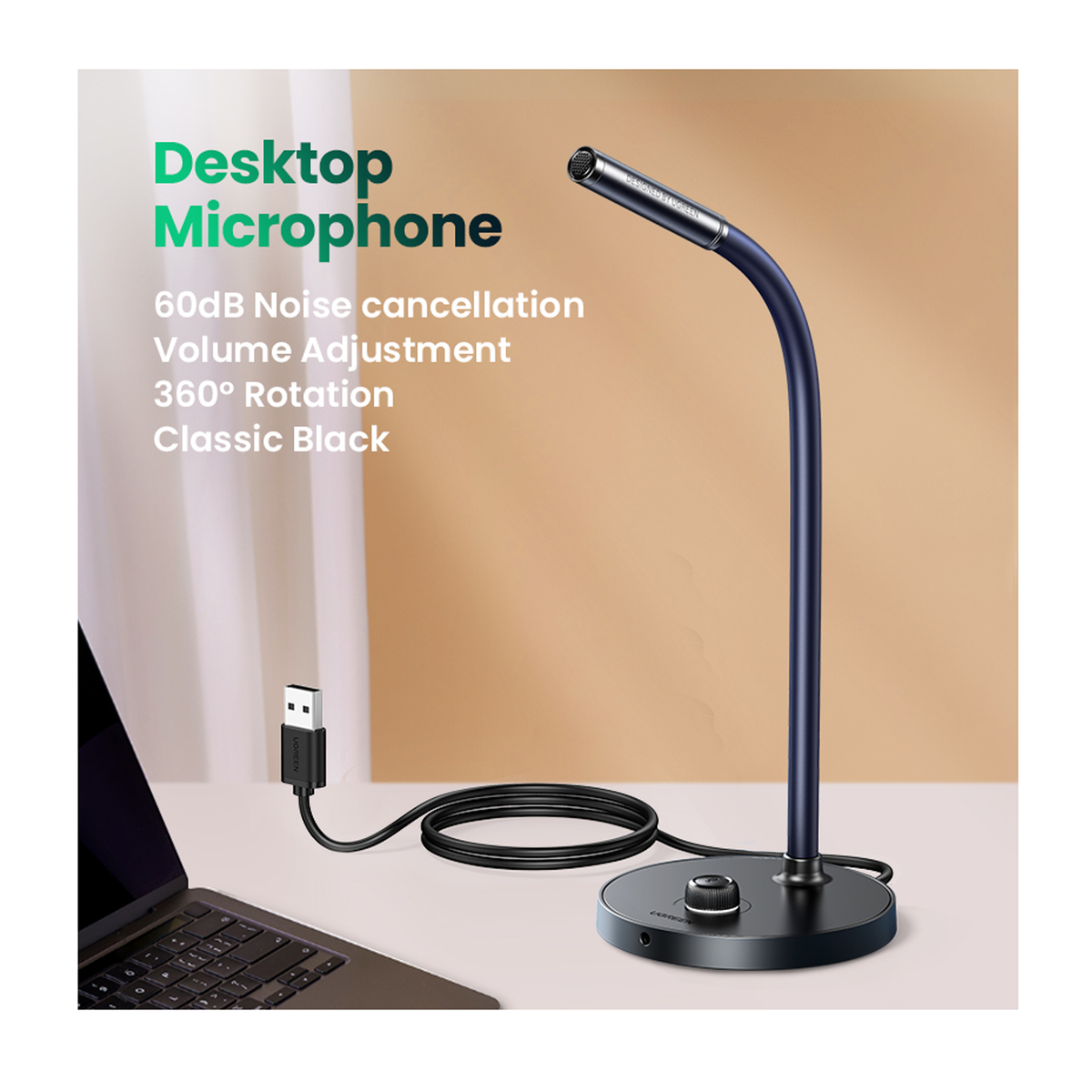 UGREEN Desktop USB Microphone - Black