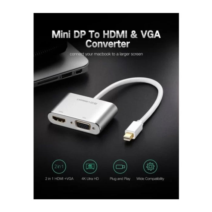 UGREEN Mini DP to HDMI + VGA Converter - Silver