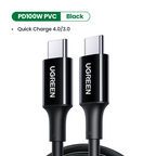 كابل شحن UGREEN USB-C إلى USB-C بقوة 100 واط - 2 متر - أسود