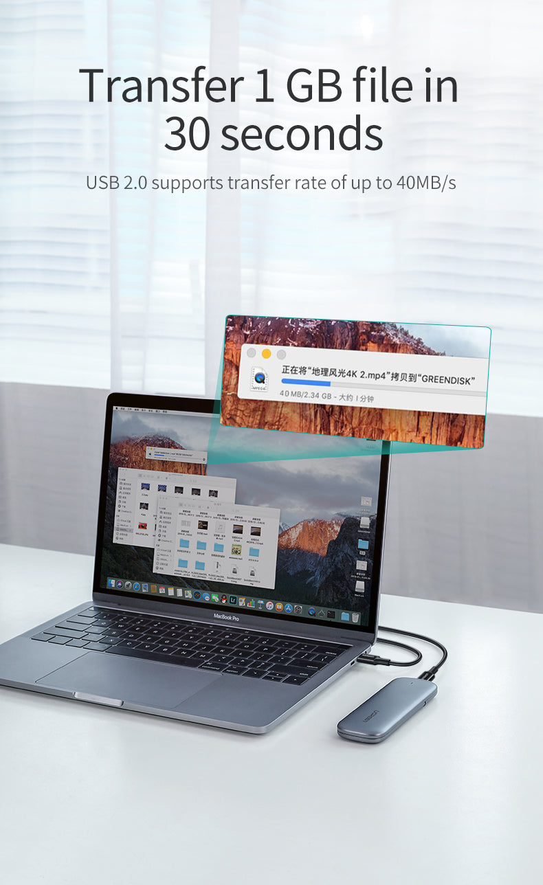 كابل شحن UGREEN USB-C إلى USB-C بقوة 100 واط - 2 متر - أسود