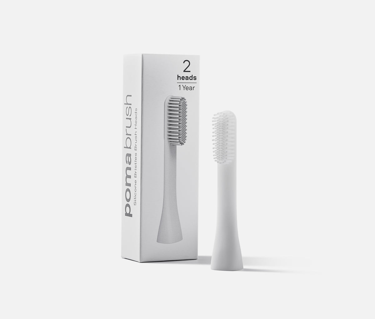 Pomabrush - Pure Silicone Brush Heads - White (Pack of 2)