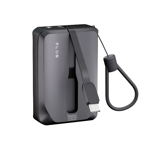 ZLOS 10000mAh MINI Power Bank with Built-in USB-C and Lightning Cables