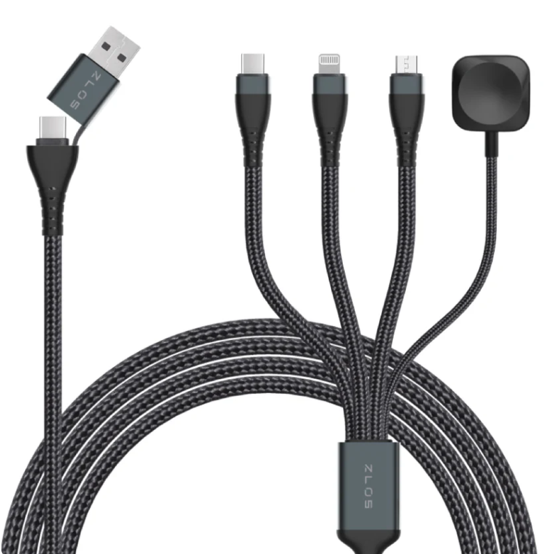 ZLOS Two(C+A) to Four(C+L+Micro+Watch) braided data charging cable