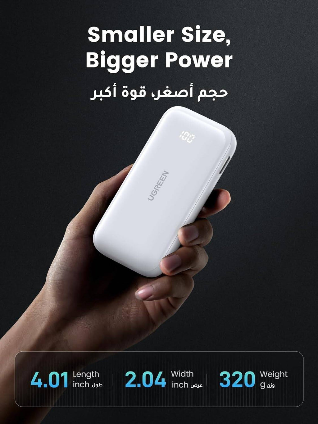 UGREEN 10000mAh PD-30W Two-way Fast Charging Power Bank - White