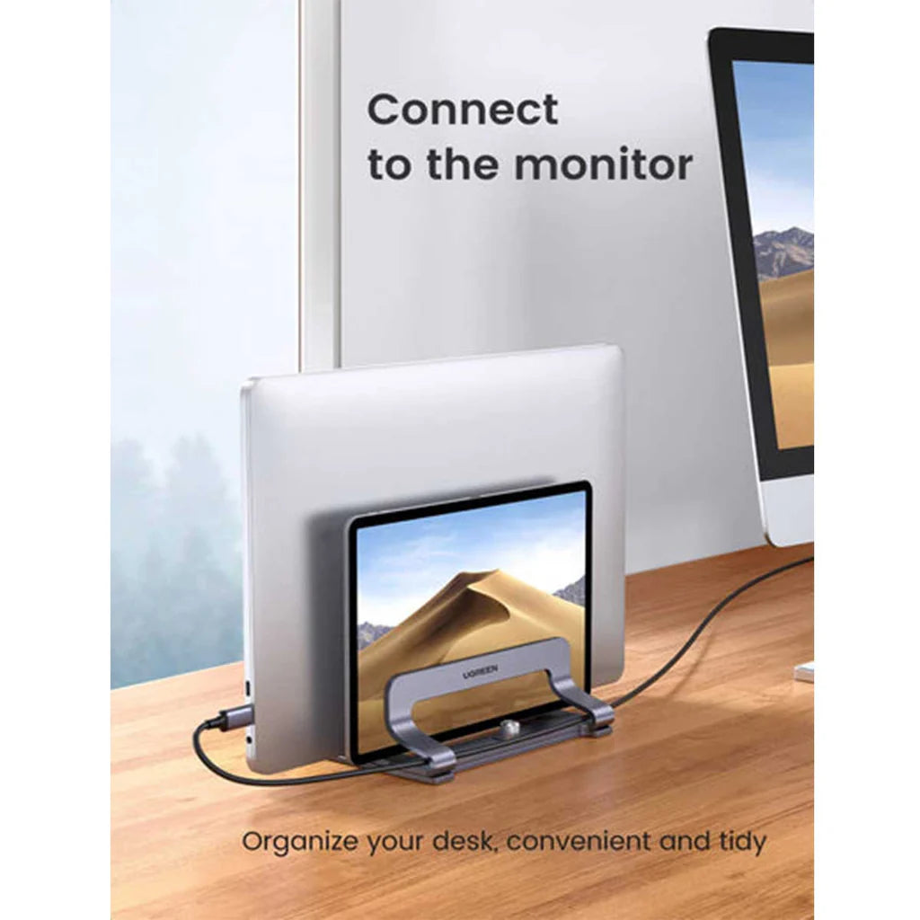 UGREEN Dual-Slot Vertical Laptop Stand – Silver (LP258)