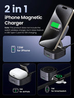 UGREEN 2-in-1 Magnetic Wireless Charger 7.5W - Space Gray