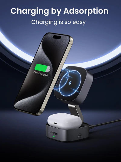UGREEN 2-in-1 Magnetic Wireless Charger 7.5W - Space Gray