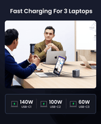 شاحن UGREEN Nexode 300W بـ5 منافذ PD GaN سريع قابس بريطاني - رمادي